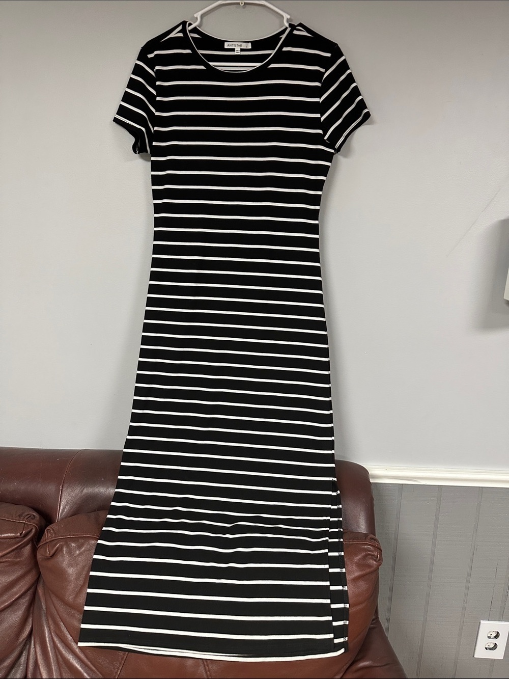 Antistar Classic Black and White Striped Maxi Dress,L Excellent Condition!
